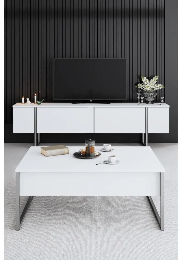 Dohányzóasztal Luxe - White, Silver