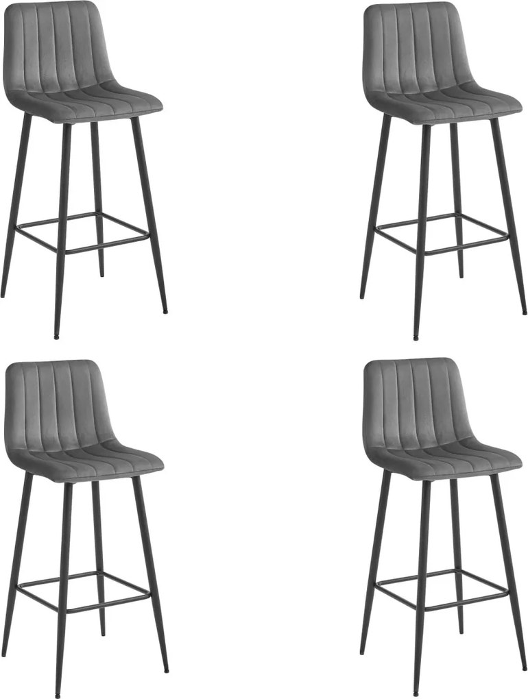Bárszék POZZA VELVET fekete lábakkal, sötétszürke