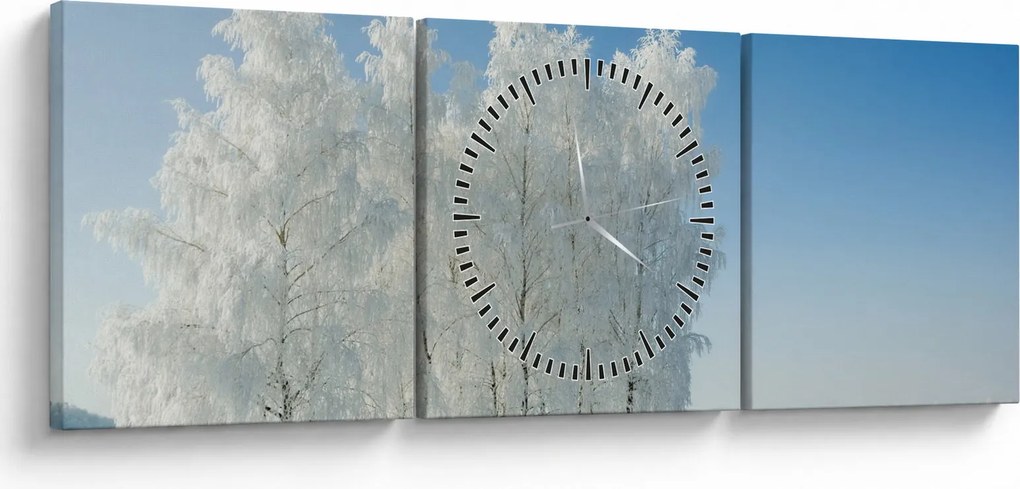 Egy havas táj képe (órával) (90x30 cm)