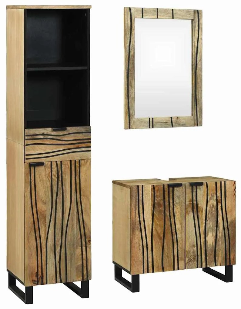 Fürdőszoba bútor szett fiókkal 3 pcs Barna 38 x 33 x 160 cm
