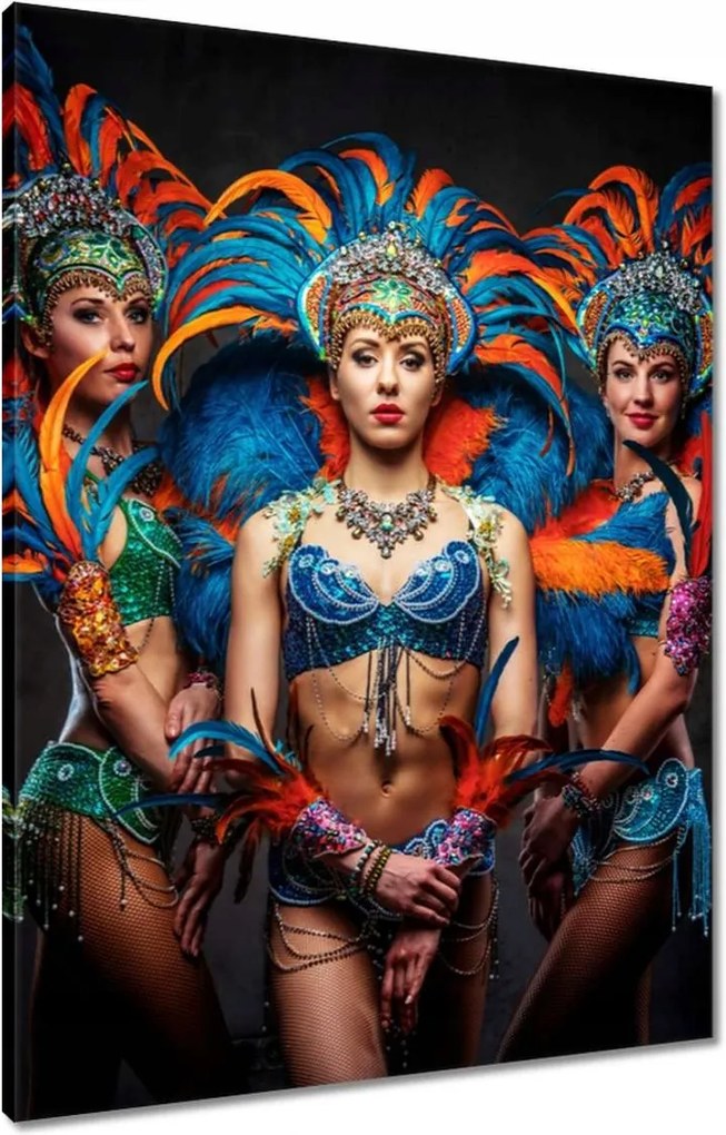 Vászonkép 60x80 Három színes táncosnő Samba karnevál