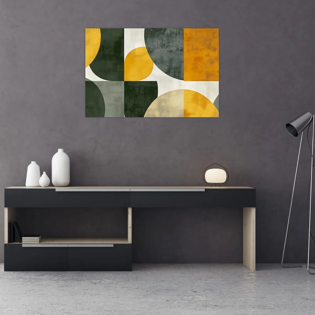 Kép - Olívazöld absztrakció (90x60 cm)