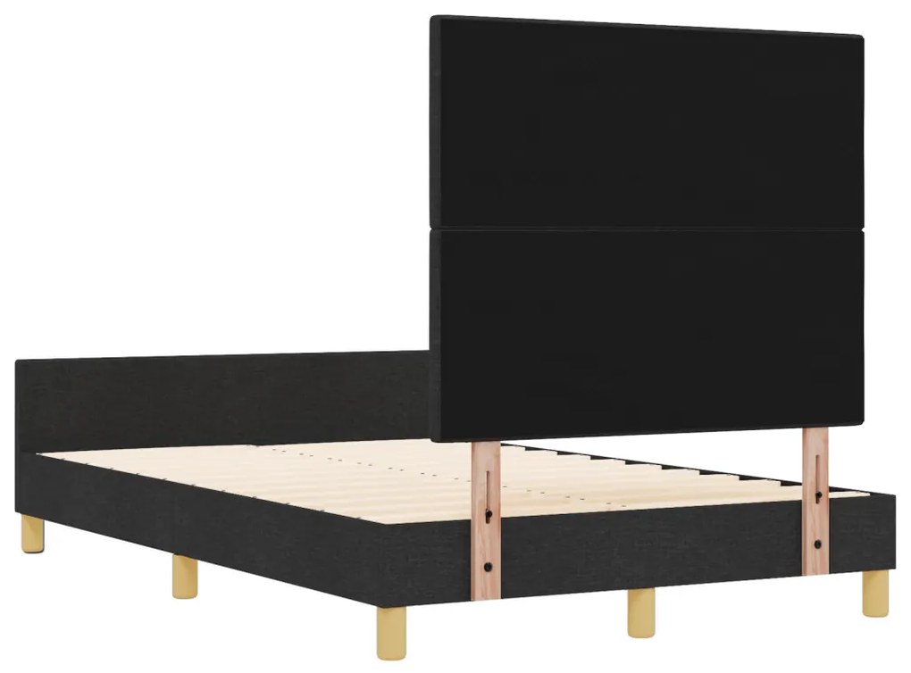 vidaXL Ágykeret fejtámlával Fekete 120 x 190 cm szövet