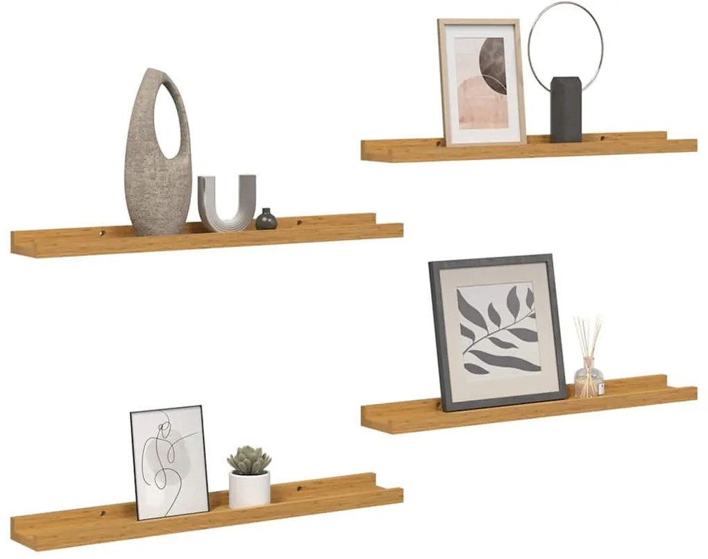 Falpolc polcokkal tárolóval 4 pcs Bézs 40 x 9 x 3 cm Faanyag