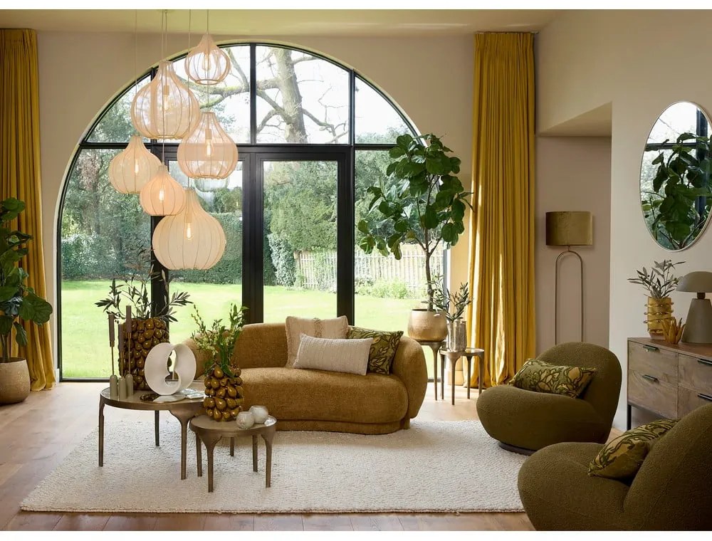 Bézs függőlámpa textil búrával ø 39 cm Elati – Light & Living