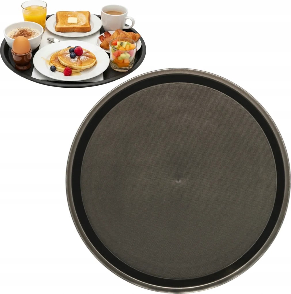 Műanyag Tálca 36 CM Kerek Csúszásgátló Tálaló Tálca