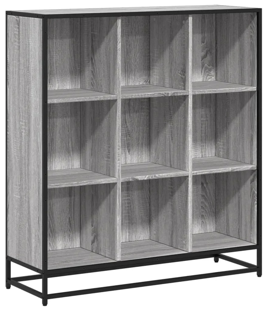 szürke sonoma szerelt fa és fém könyvszekrény 97,5x33x107,5 cm
