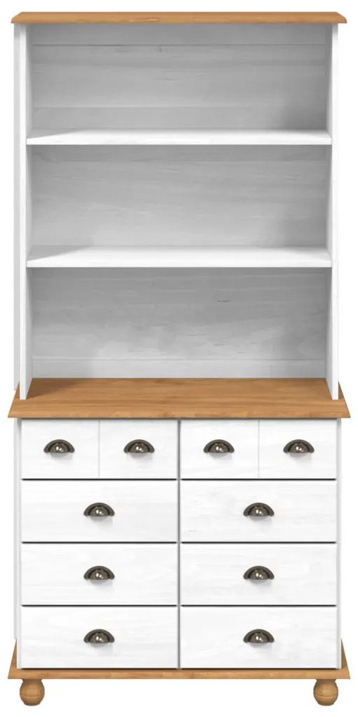 Hutch ASKIM" Fehér 91x40x183 cm Masszív Fa Fenyő"