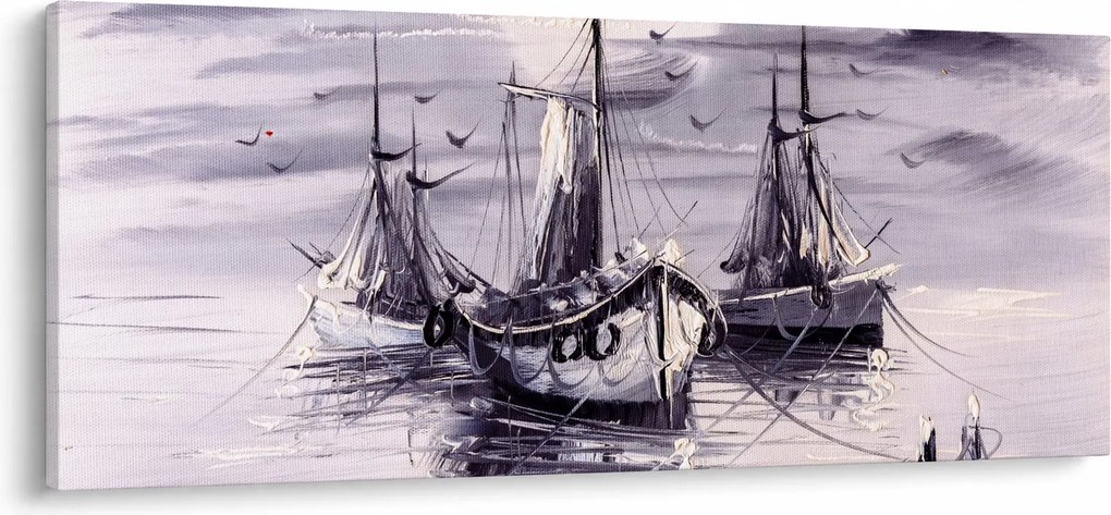 Kép - kikötő, olajfestmény (120x50 cm)