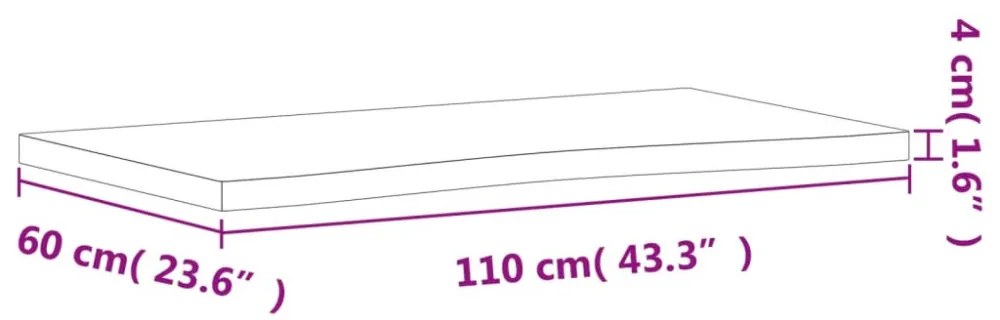 tömör bükkfa íróasztallap 110 x (55-60) x 4 cm