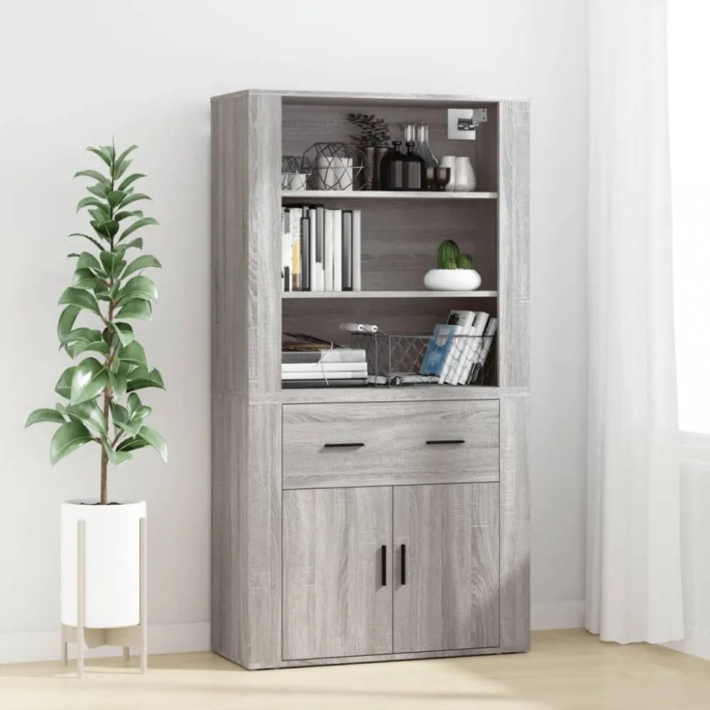szürke sonoma színű szerelt fa faliszekrény 80x33x80 cm