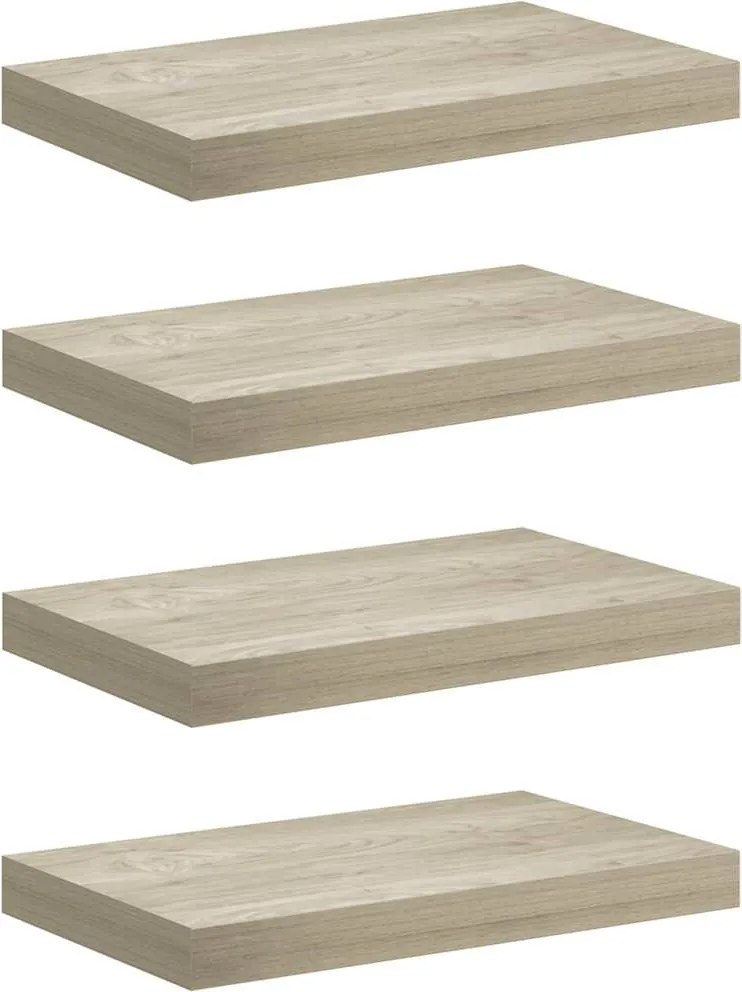 vidaXL 4 db tölgyszínű MDF lebegő fali polc 40 x 23 x 3,8 cm