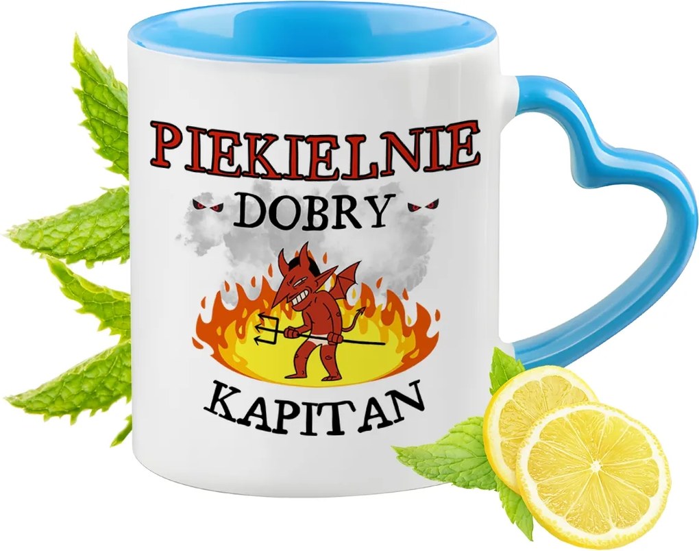 Kapitánynak Kék Bögre Szív Alakú Füllel Ajándék