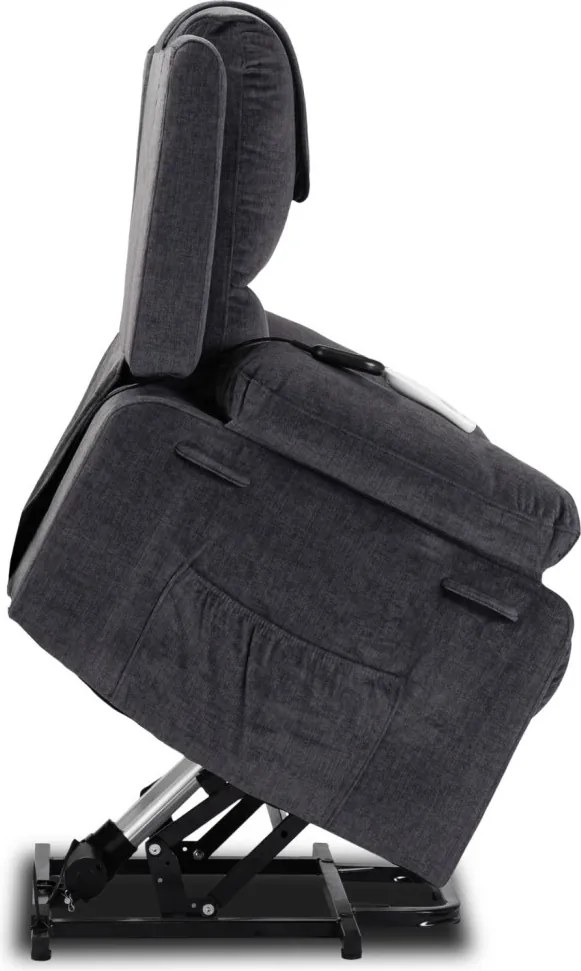 Fotel Masujący Elektrycznie Rozkładany FENIX z Funkcją Wstawania Ciemny Popiel