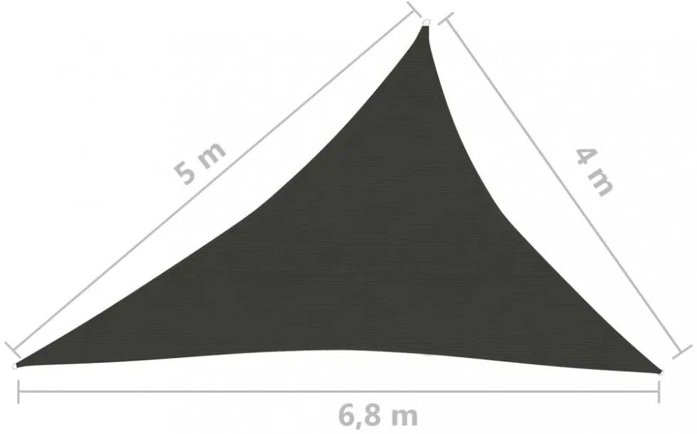 antracitszürke HDPE napvitorla 160 g/m² 4 x 5 x 6,8 m