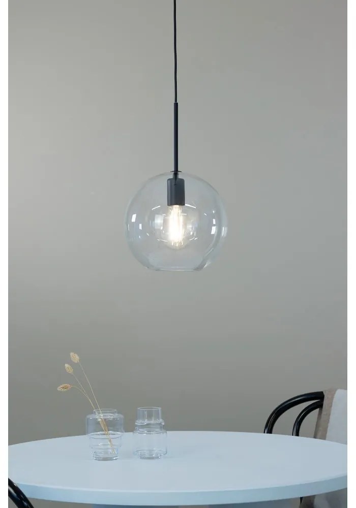 Fekete függőlámpa üveg búrával 25x25 cm Patera - Markslöjd