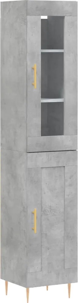 vidaXL betonszürke szerelt fa magasszekrény 34,5x34x180 cm