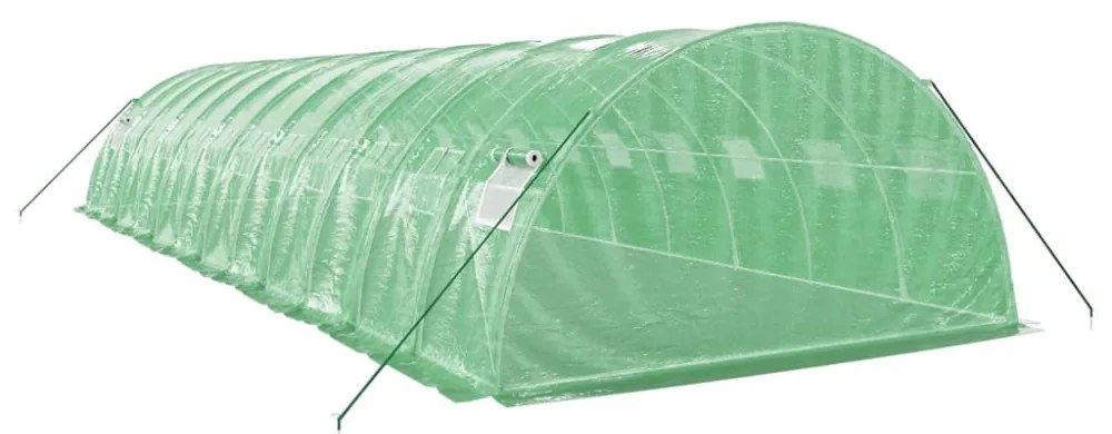zöld acélvázas melegház 48 m² 12 x 4 x 2 m