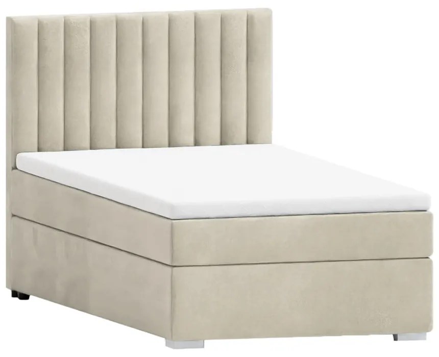 Bézs kárpitozott ágyneműtartós egyszemélyes ágy ágyráccsal 100x200 cm Bunny – Ropez