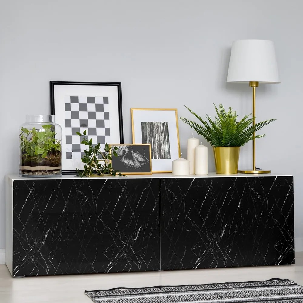 Bútormatrica 200x60 cm Black and White Marble – Ambiance