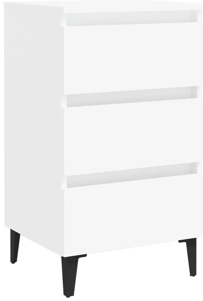 Fehér éjjeliszekrény fémlábakkal 40 x 35 x 69 cm