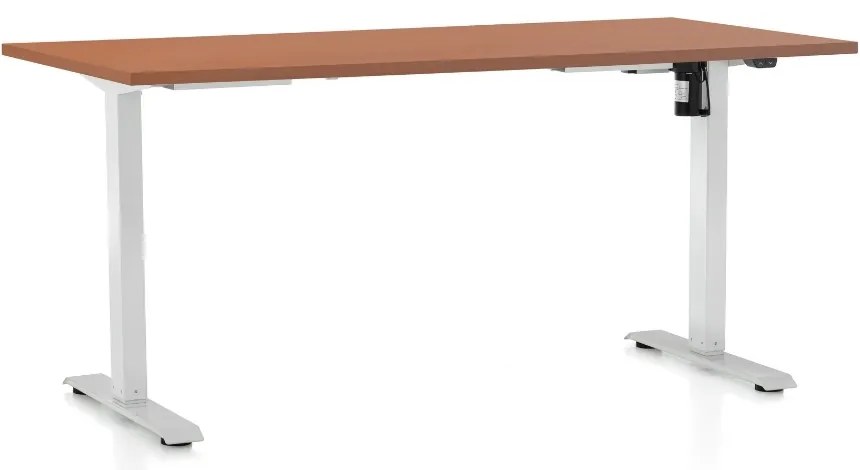 Állítható magasságú asztal OfficeTech A, 160 x 80 cm, fehér alap, cseresznye