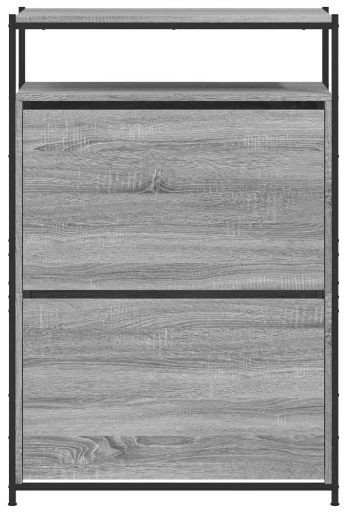 szürke sonoma színű szerelt fa cipősszekrény 75x34x112 cm