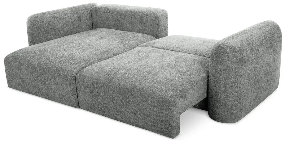 Szürke zsenília kinyitható-tárolóhelyes sarokkanapé (bal oldali-heverő résszel) Mele – Makamii