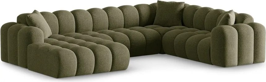 Zöld zsenília sarokkanapé (jobb oldali-U alakú) Treno – Cosmopolitan Design