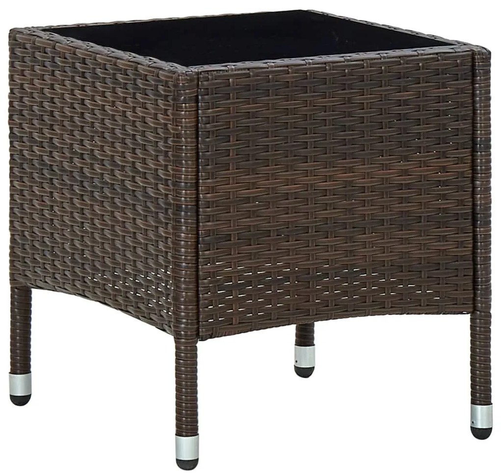 vidaXL barna polyrattan kerti asztal 40 x 40 x 45 cm