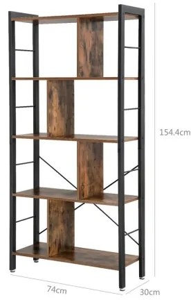 NAVARO könyvszekrény barna/fekete