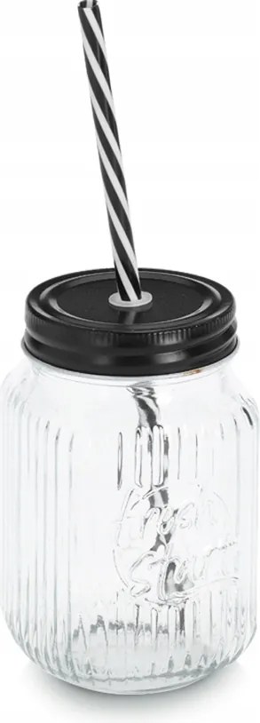 Italos pohár fém fedéllel és szívószállal, 480 ml, 8x13cm