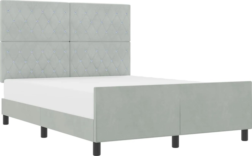 vidaXL Boxrugós ágy fejtámlával Világosszürke 140 x 190 cm Bársony