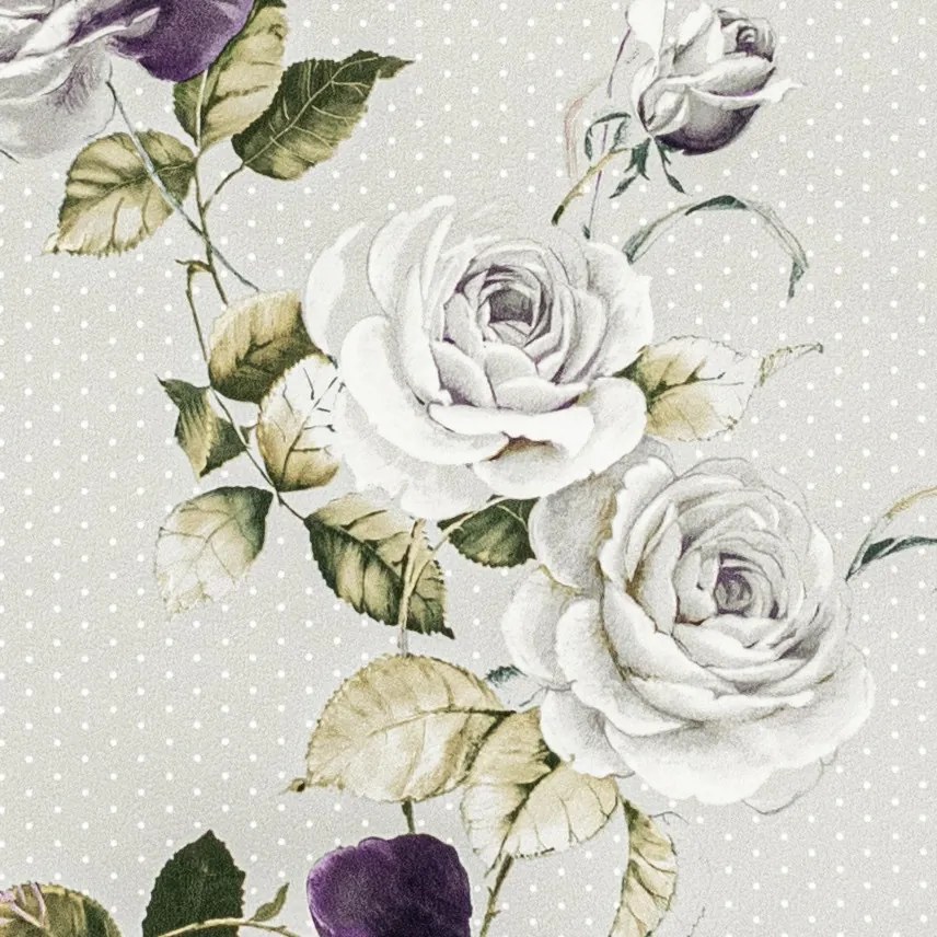 Lila -szürke rózsa mintás tapéta (289014)