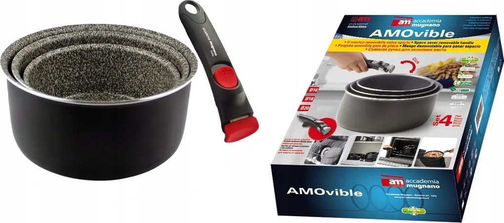 Edények levehető fogantyúval 16/18/20 Olasz Indukciós