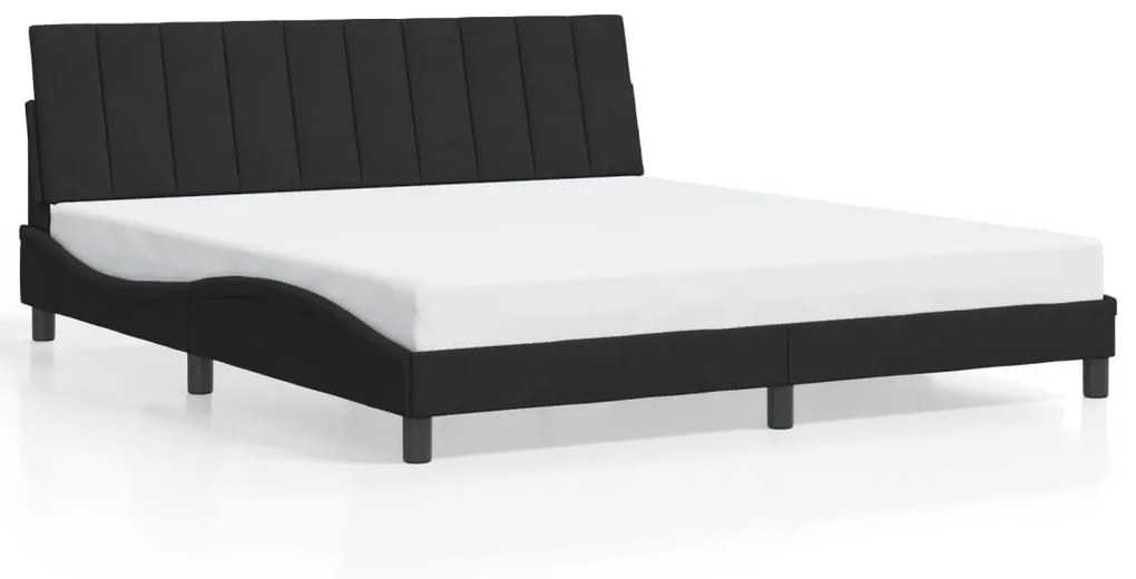 fekete bársony ágykeret LED-ekkel matrac nélkül Hanko 180 x 200 cm