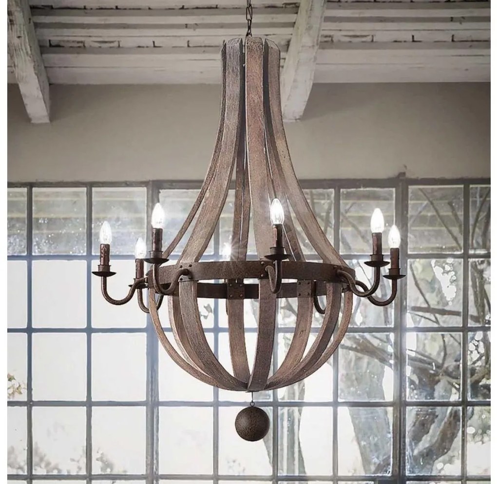 Ideal Lux - Csillár láncon MILLENNIUM 8xE14/40W/230V átm. 92 cm Nyírfa/barna