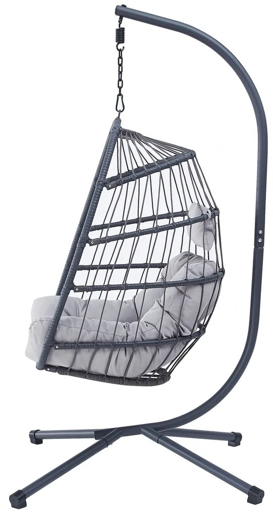 Autronic Függőszék, fém, polirattan, szürke, AZ-V1269GREY