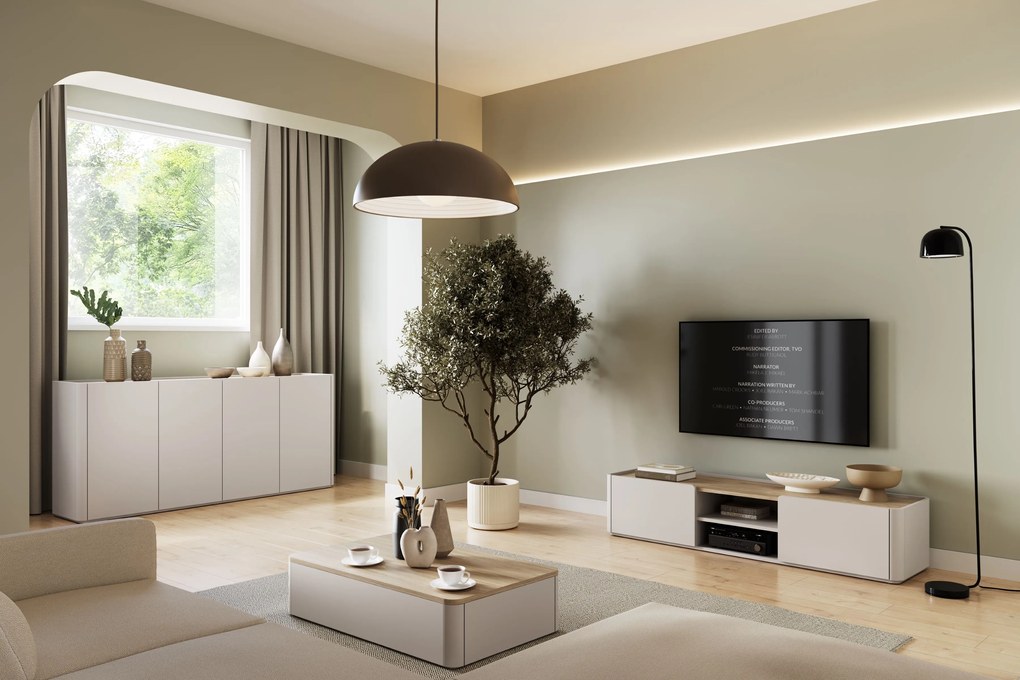 Elivo TV-szekrény 170 cm fiókkal - kasmír / olajozott tölgy