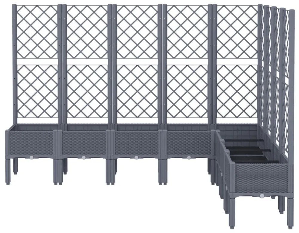 kékszürke polipropilén rácsos kerti ültetőláda 200 x 160 x 142 cm