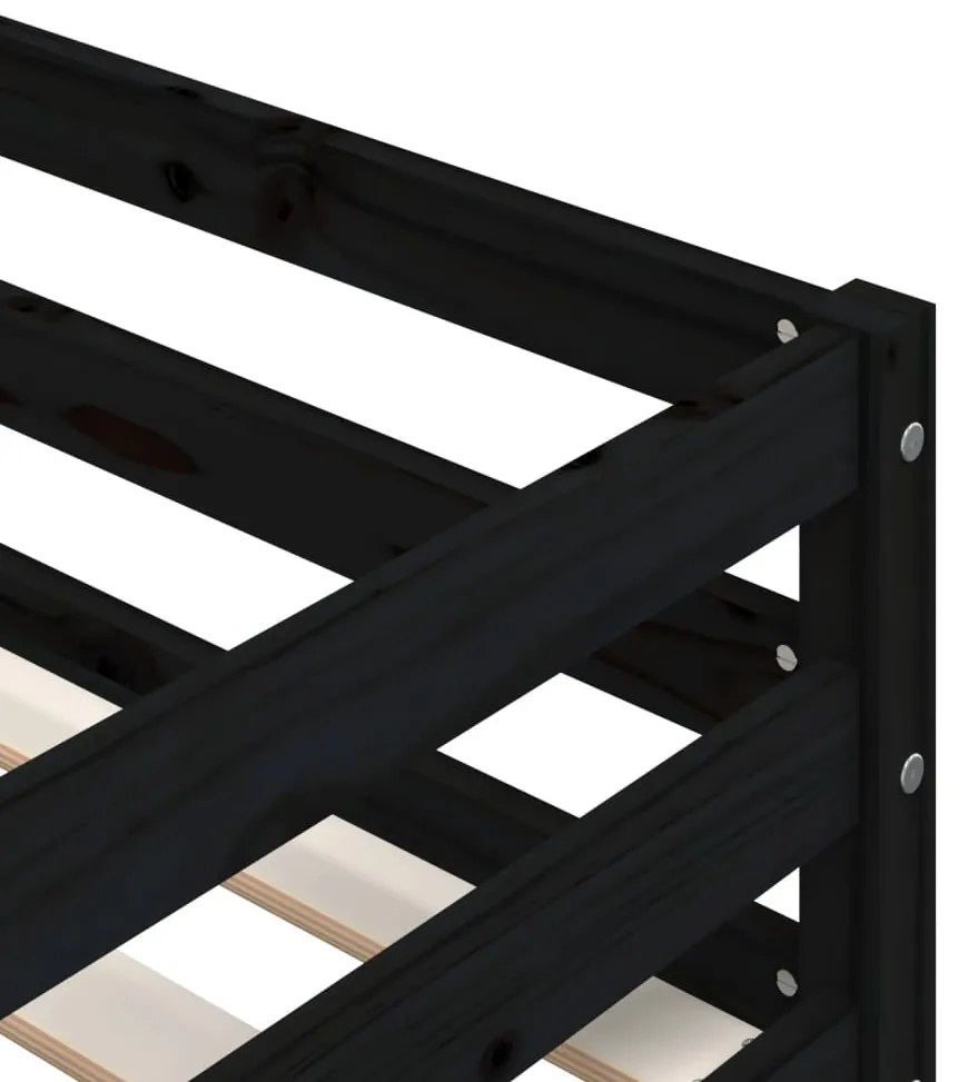 fekete tömör fenyőfa emeletes ágy 90 x 200 cm