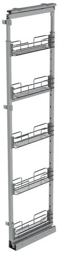 Konyhai fémrács, kamravasalat, 200mm, ezüst szürke, teljes kihúzású, csillapított záródás, 1880-2180mm, 5 kosár SIGE, Green Line 258