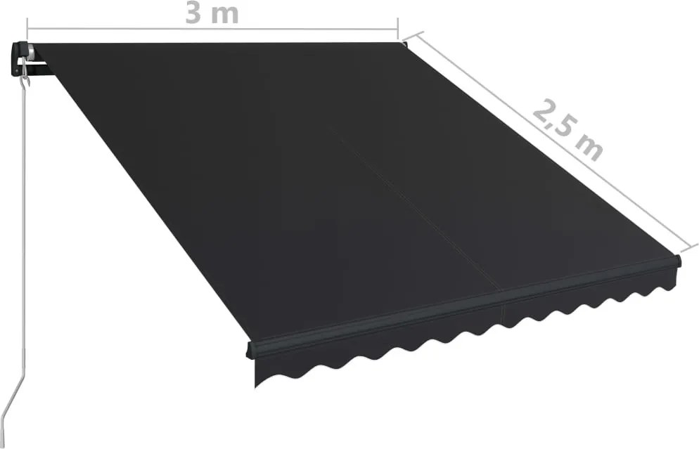 Antracitszürke kézzel behúzható napellenző 300 x 250 cm