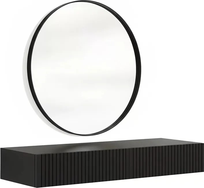 Nicole fali sminkasztal fekete tükörrel 80 cm - matt fekete