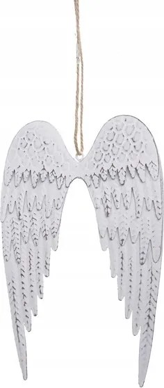 Karácsonyfa medál fehér fém szárnyak karácsonyi dísz 19 cm