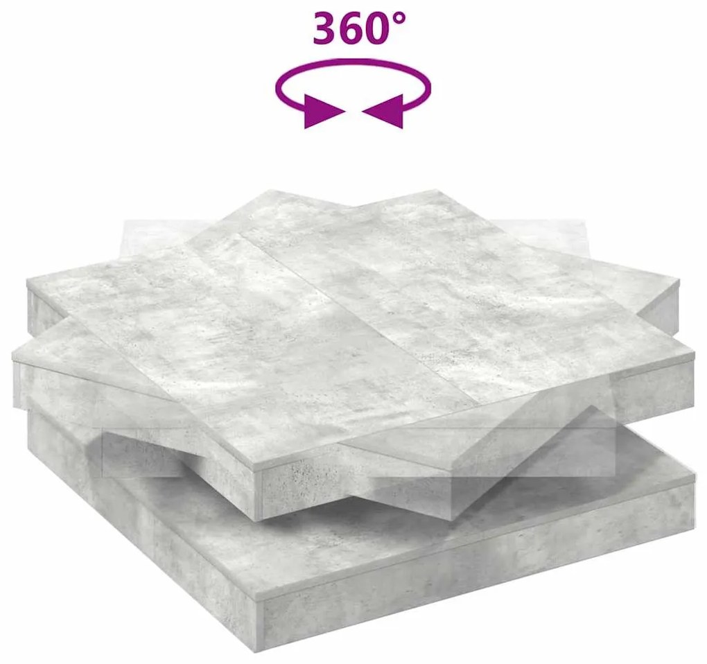 betonszürke dohányzóasztal 360 fokban forgatható 90x90x34,5 cm
