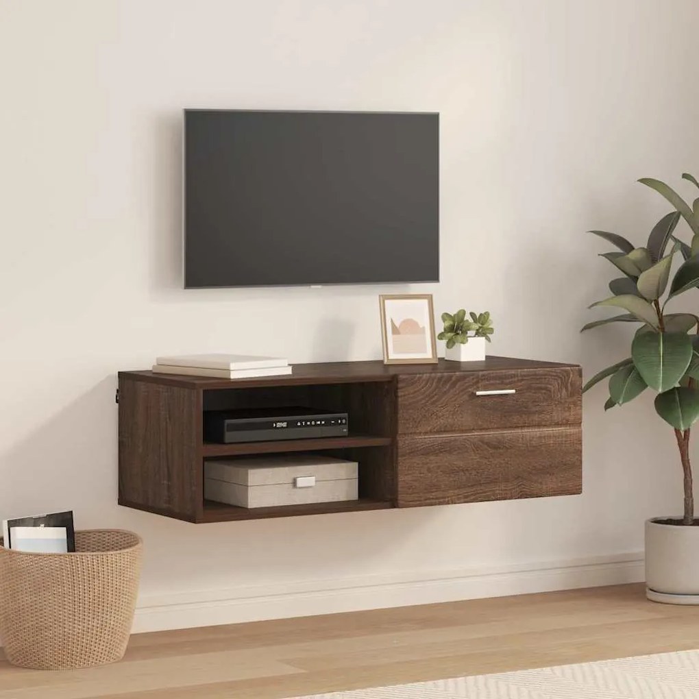 TV szekrény fiókkal barna tölgy 100.5 x 39 x 30 cm Faanyag