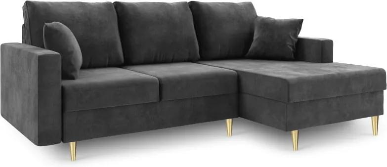 Muguet sötétszürke kinyitható kanapé ágyneműtartóval, jobb oldali - Mazzini Sofas