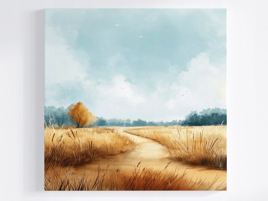 Vászonkép Canvas Tájkép Falu Mezők Út Nyugalom 40x40