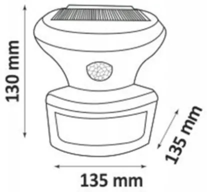 LED napelemes reflektor érzékelővel LED/5W/3,7V 2000 mAh IP44